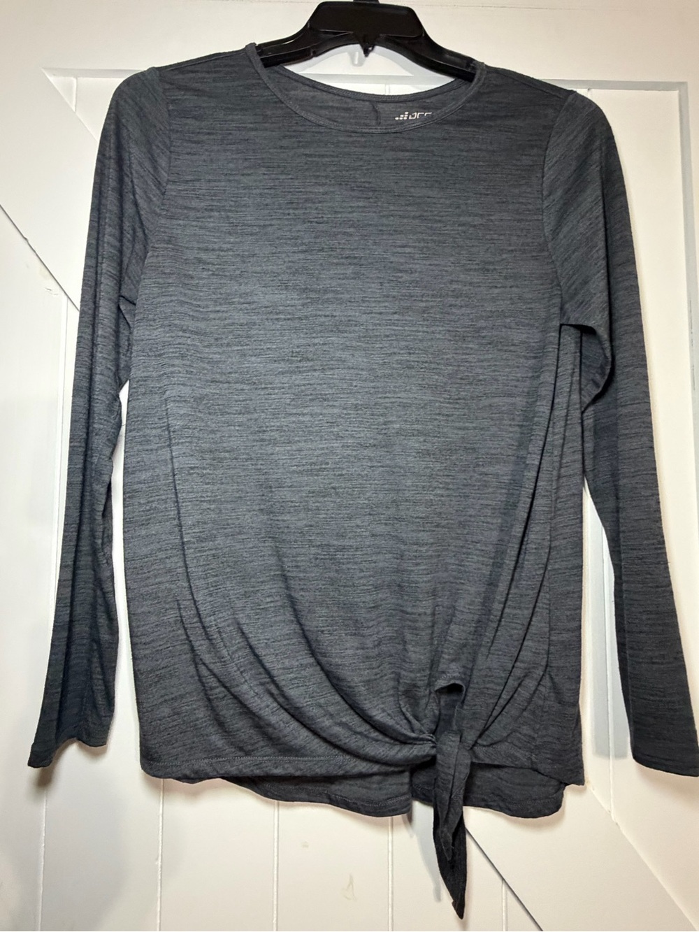 Gray Long-Sleeve Tie-Front Top Size S
